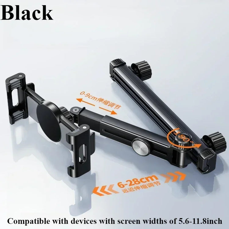 Tablet Holder Mount for Car Headrest Back Seat 360 Rotate Phone Stand Long Arm Adjustable with 2 Hook Fit for 4.7-12 Device