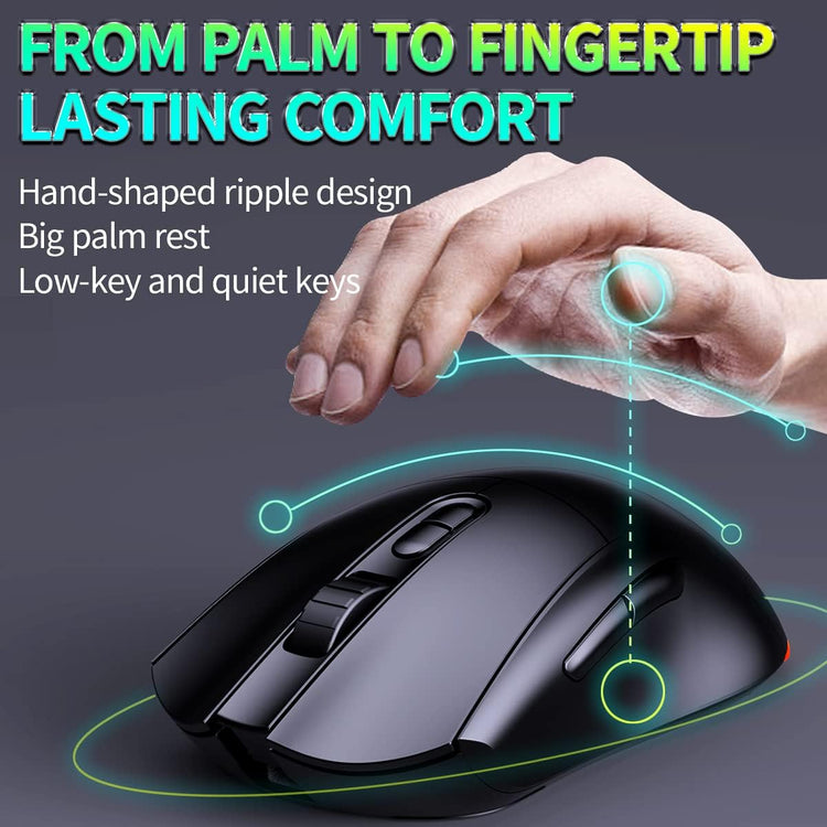 C104 Wireless Gaming Keyboard and Mouse Combo - RGB Backlit, Mechanical Feel, Anti-Ghosting, Rechargeable Battery, 7D 3200DPI Mice for Gamers