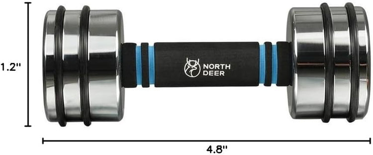 Steel Dumbbells Ultracompact & Adjustable Chrome Dumbbell with Foam Handles 5Lb 10Lb 15Lb 20Lb 30Lb 50Lb Home Gym Workout (Choice of Size)