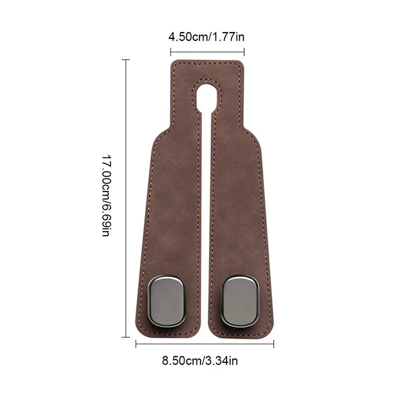 Universal Metal Car Seat Headrest Hook 2 in 1 Soft Leather Car Seat Back Hook for Purse Bag Backpack Double Hook Car Seat Hanger
