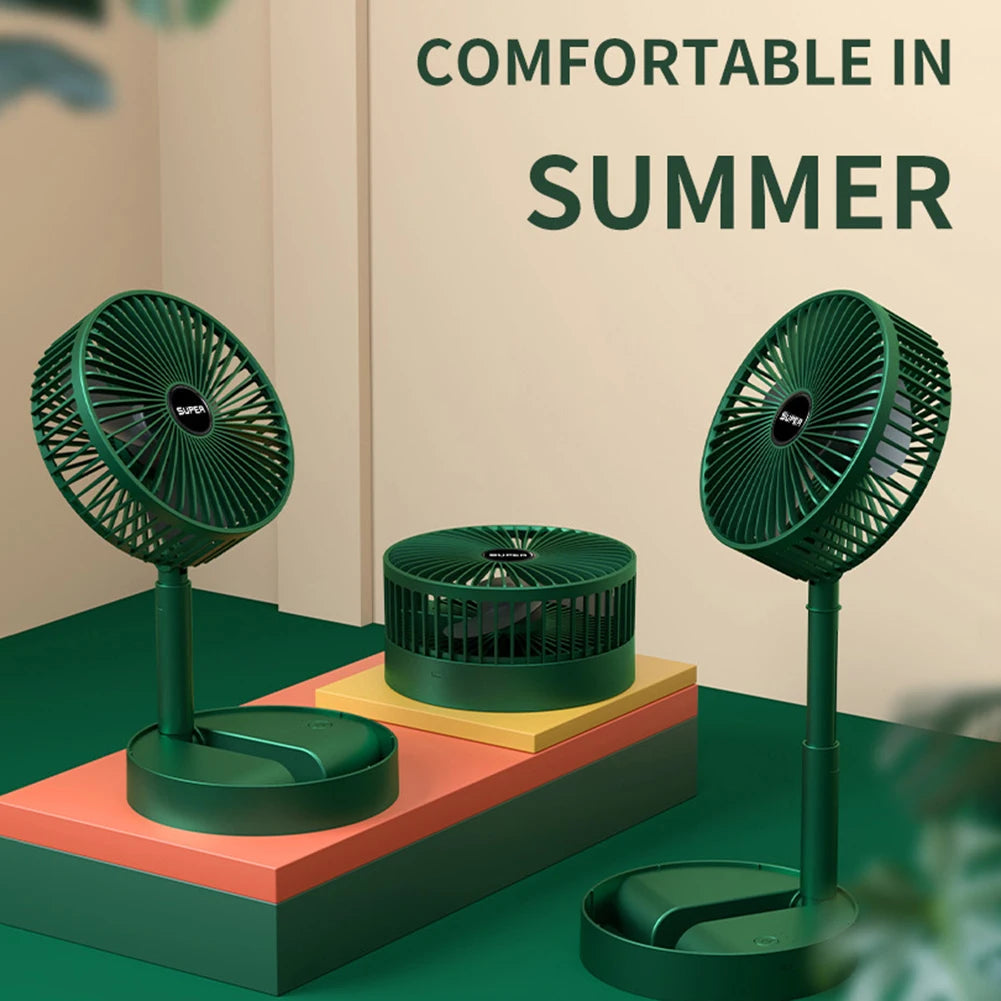 USB Rechargeable Folding Telescopic Floor Fan Mini Summer Mute Silent Desktop Table Fan Ventilador for Office Bedroom Cooler