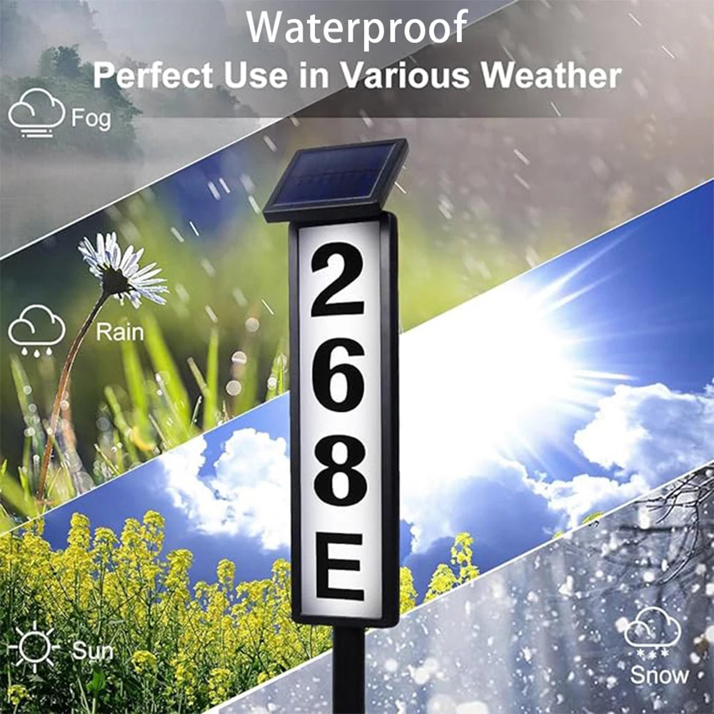 Solar Light House Address Numbers Sign LED Illuminated Outdoor Solar Powered House Numbers Lightfor Home Yard Garden House