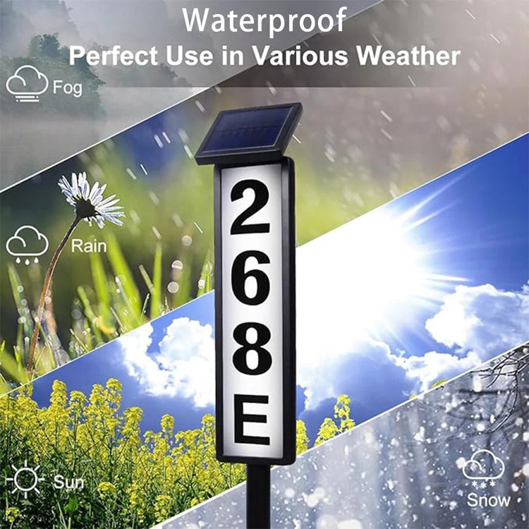 Solar Light House Address Numbers Sign LED Illuminated Outdoor Solar Powered House Numbers Lightfor Home Yard Garden House