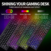 C104 Wireless Gaming Keyboard and Mouse Combo - RGB Backlit, Mechanical Feel, Anti-Ghosting, Rechargeable Battery, 7D 3200DPI Mice for Gamers