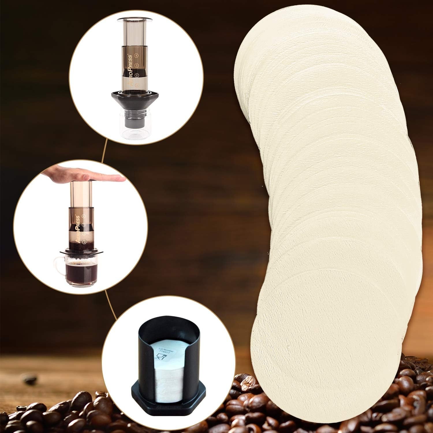 1000 Pieces Replacement Paper Filters Compatible with Aeropress Coffee Makers round 2.5 Inch Paper Filters Disposable for Espresso Coffee Makers (Unbleached)