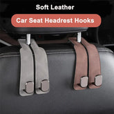 Universal Metal Car Seat Headrest Hook 2 in 1 Soft Leather Car Seat Back Hook for Purse Bag Backpack Double Hook Car Seat Hanger