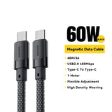 USB C to C 100W Magnetic Fast Charger Cable for Iphone 15 65W Type C to C Data Charging Wire for Laptop Samsung