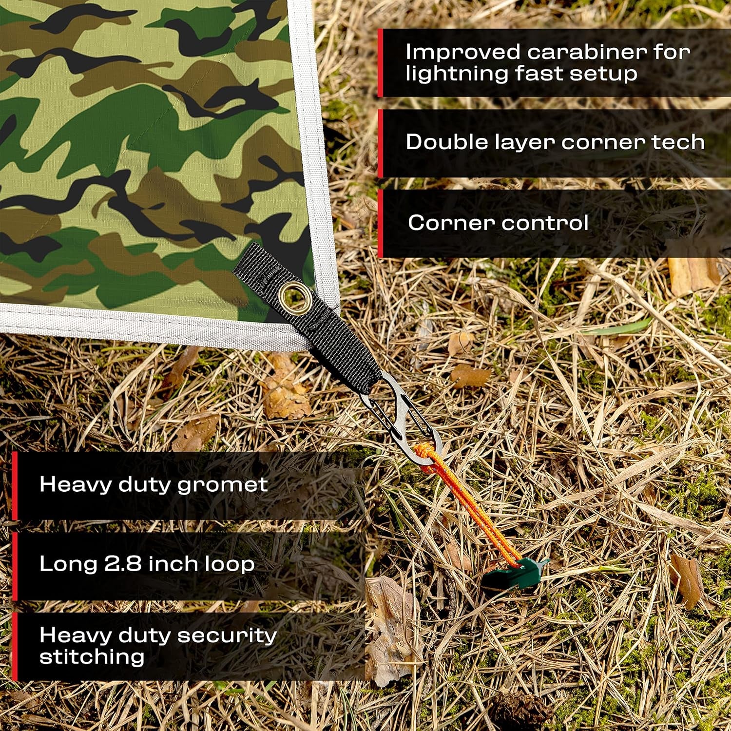 Rain Fly 10X10 Lightweight Survival Camping Tarp; 100% Waterproof; Makes a Great Backpacking Tarp or Hammock Shelter; Comes in Multiple Colors, Survival Bracelet Included; Camo