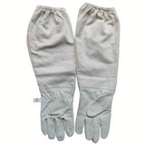 Premium White Beekeeper Gloves - Breathable Goatskin Faux Leather with Long Canvas Sleeve, Lightweight & Durable, Ideal for Beginners to Commercial Beekeepers, Hand Wash Only, Protective Bee Equipment | Smooth Texture Gloves