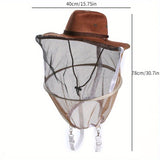 Beekeeper Protective Hat with Detachable Mesh Veil - Breathable Nylon Net Yarn & Jean Fabric, Wide Brim Sun Protection, Reinforced Stitching - Lightweight Beekeeping Safety Gear for Outdoor Polling, Insect Protection, Veelike