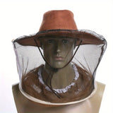 Beekeeper Protective Hat with Detachable Mesh Veil - Breathable Nylon Net Yarn & Jean Fabric, Wide Brim Sun Protection, Reinforced Stitching - Lightweight Beekeeping Safety Gear for Outdoor Polling, Insect Protection, Veelike