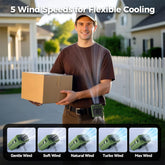 20000Mah Portable Outdoor Waist Fan Hanging Neck Strong Wind LED Lighting Outdoor Emergency Power Supply Suitable Outdoor Work