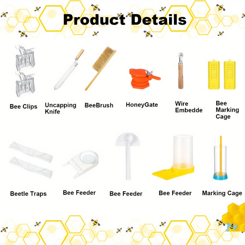 30PCS Ultimate Beekeeping Starter Kit - Stainless Steel Beekeeping Suit, Jacket, Hive Equipment, and Tools for Beginners and Professionals - Complete Bee Keeping Supplies for Safe and Efficient Bee Farming