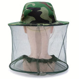 1pc Men's Simple Beekeeping Hat - Protective Bug Face Shield with Mosquito Head Net, Netting Depth for Outdoor Use