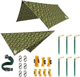 Rain Fly 10X10 Lightweight Survival Camping Tarp; 100% Waterproof; Makes a Great Backpacking Tarp or Hammock Shelter; Comes in Multiple Colors, Survival Bracelet Included; Camo