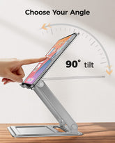 Laptop Stand for Desk, Adjustable & Foldable Laptop Riser for 10-15.6 Inch Laptops, Computer Stand for Macbook/Notebook, Portable Ergonomic Holder up to 17.6Lbs - Silver