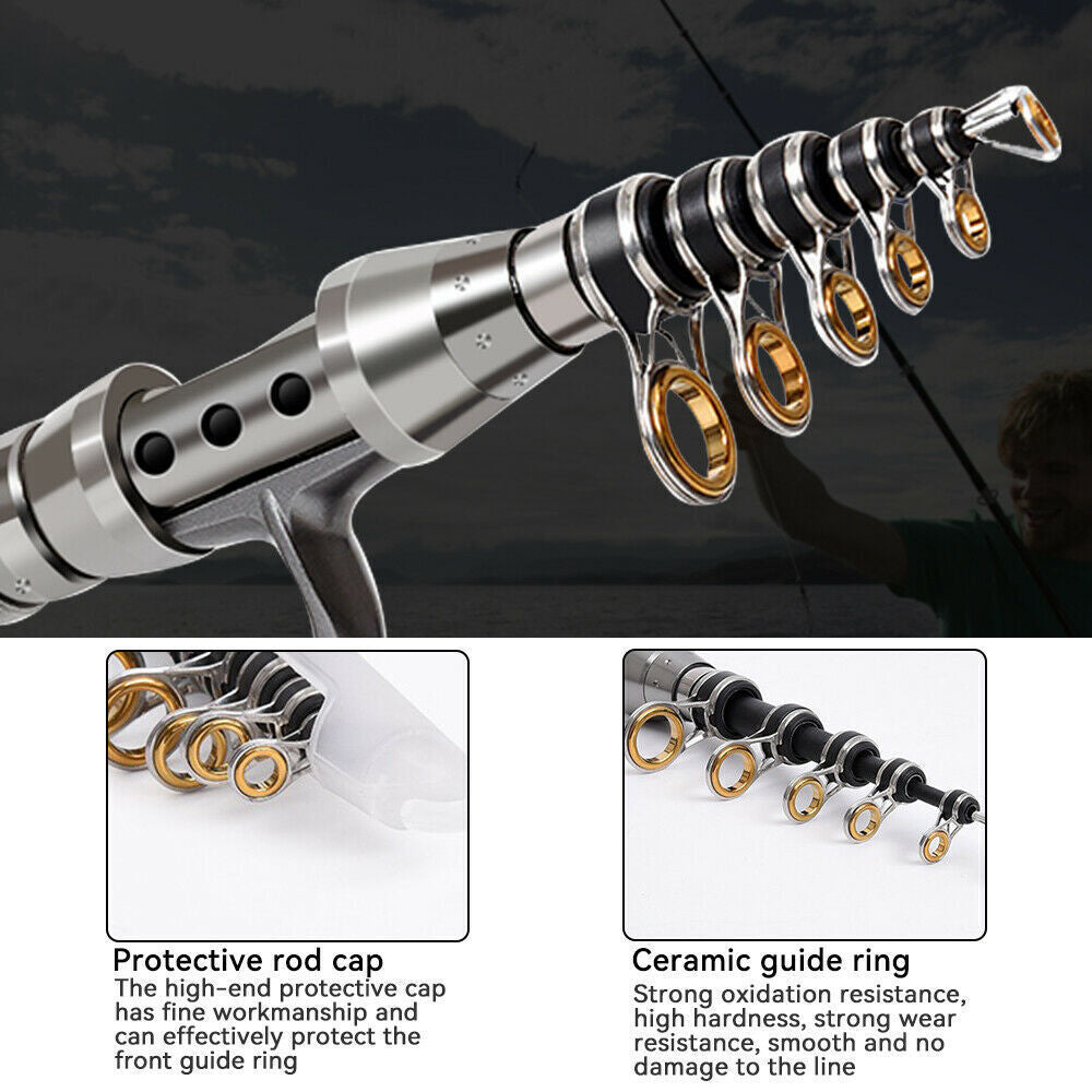 Telescopic Fishing Rod Sea Saltwater Spinning Pole Reel Combo 100M Line Full Kit