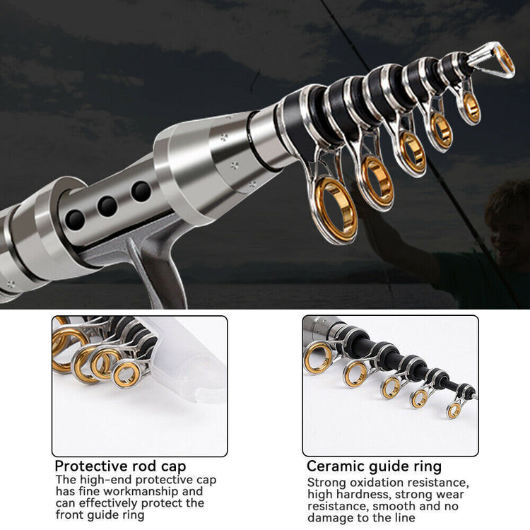 Telescopic Fishing Rod Sea Saltwater Spinning Pole Reel Combo 100M Line Full Kit