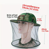 1pc Men's Simple Beekeeping Hat - Protective Bug Face Shield with Mosquito Head Net, Netting Depth for Outdoor Use