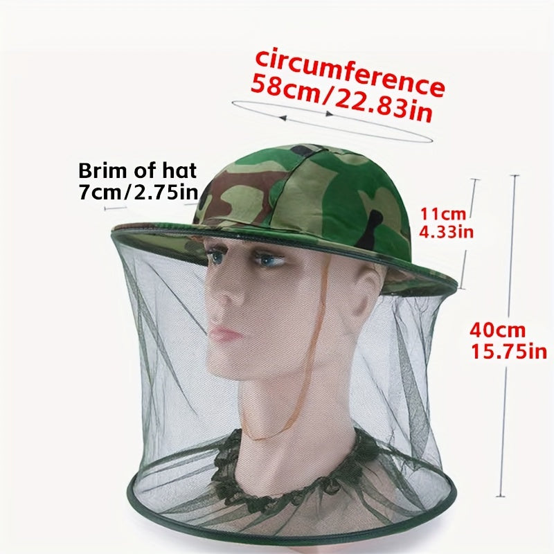 1pc Men's Simple Beekeeping Hat - Protective Bug Face Shield with Mosquito Head Net, Netting Depth for Outdoor Use