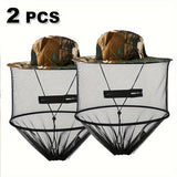 2pcs Beekeeping Hat with Mosquito Net, Bug Proof Head Net for Outdoor Activities, Beekeeping, Hiking, Gardening, Fishing, Breathable Mesh Bucket Hat, Unisex Sun Protection Hat for Men Women
