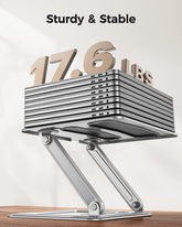 Laptop Stand for Desk, Adjustable & Foldable Laptop Riser for 10-15.6 Inch Laptops, Computer Stand for Macbook/Notebook, Portable Ergonomic Holder up to 17.6Lbs - Silver