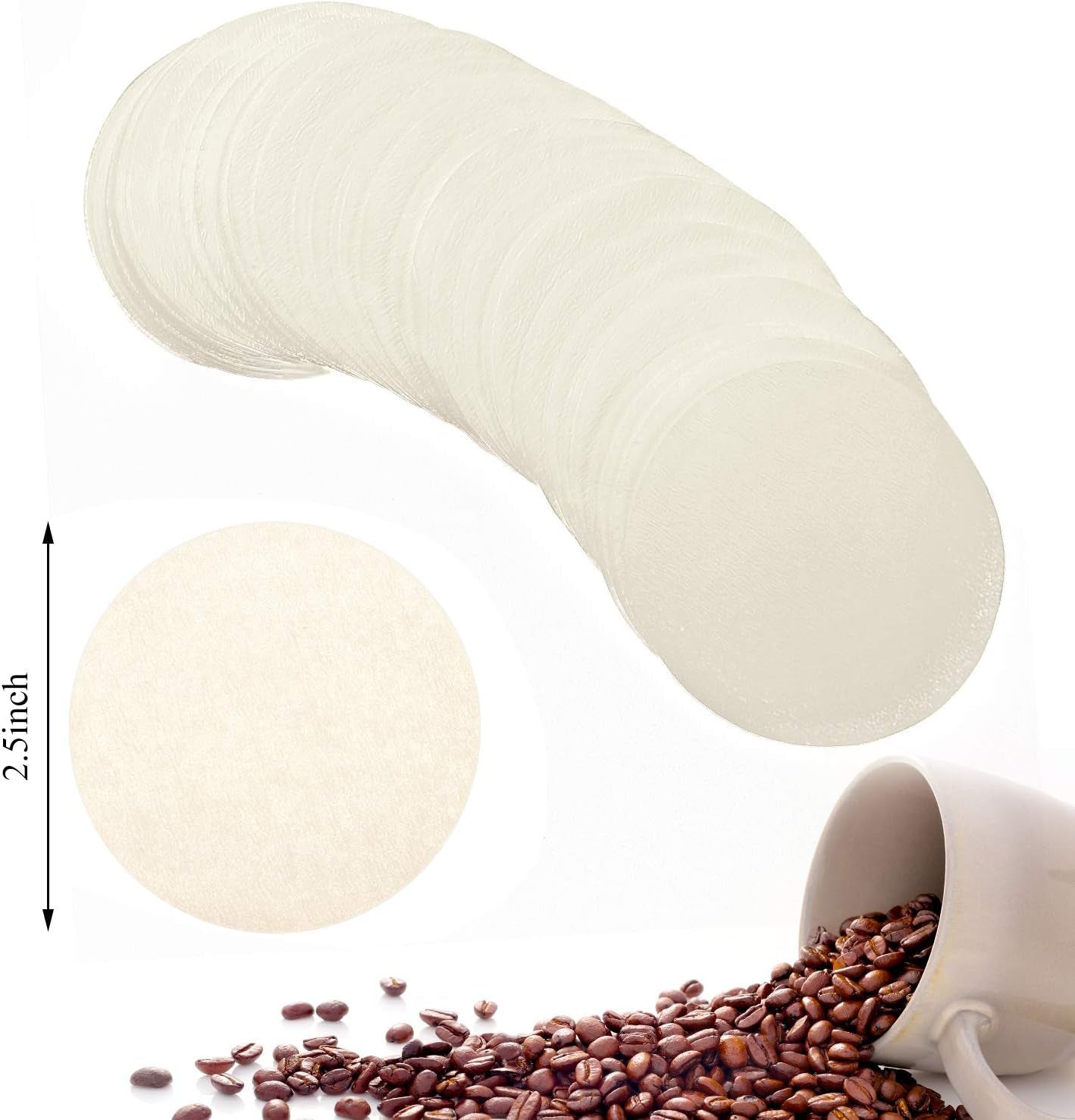 1000 Pieces Replacement Paper Filters Compatible with Aeropress Coffee Makers round 2.5 Inch Paper Filters Disposable for Espresso Coffee Makers (Unbleached)