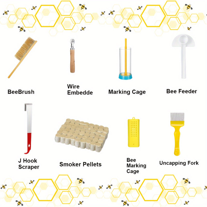 12PCS Beekeeping Supplies, Bee Keeping Starter Kit, Beekeeping Gloves, Bee Hive Equipment, Beekeeping Tools and Supplies Bee Keeping Supplies-All for Beekeepers