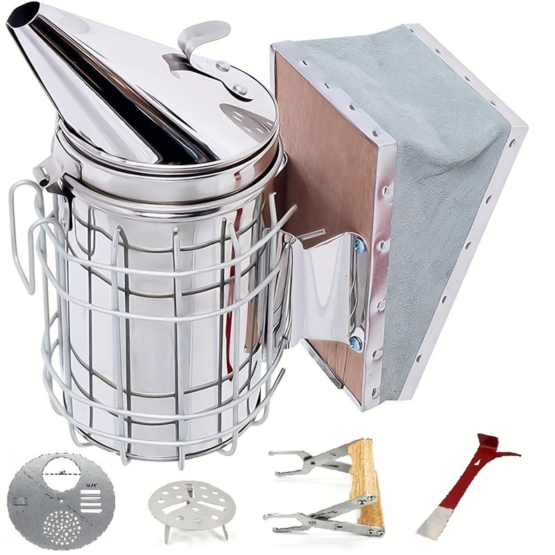 Bee Smokers For Beekeeping With Heat Shield Stainless Steel Bee Hive Smoker Keep Your Bees Calm And Safe (M)