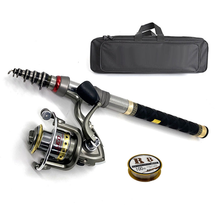 Telescopic Fishing Rod Sea Saltwater Spinning Pole Reel Combo 100M Line Full Kit