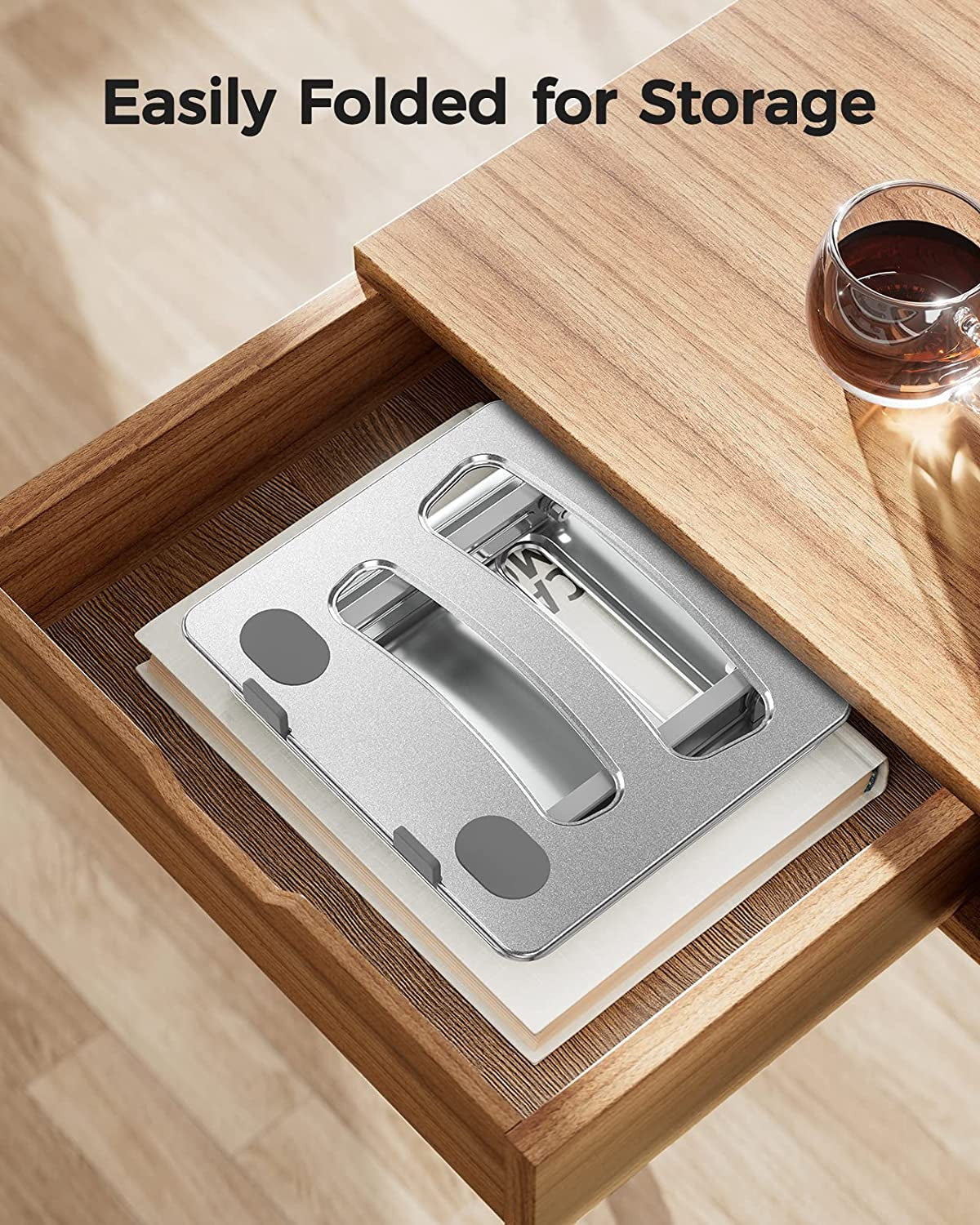 Laptop Stand for Desk, Adjustable & Foldable Laptop Riser for 10-15.6 Inch Laptops, Computer Stand for Macbook/Notebook, Portable Ergonomic Holder up to 17.6Lbs - Silver