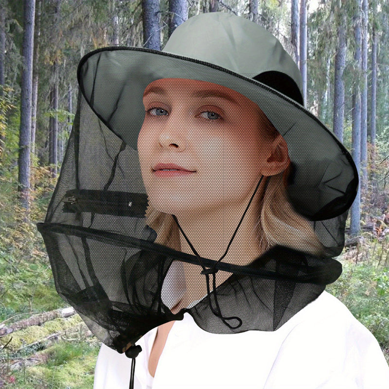 2pcs Beekeeping Hat with Mosquito Net, Bug Proof Head Net for Outdoor Activities, Beekeeping, Hiking, Gardening, Fishing, Breathable Mesh Bucket Hat, Unisex Sun Protection Hat for Men Women