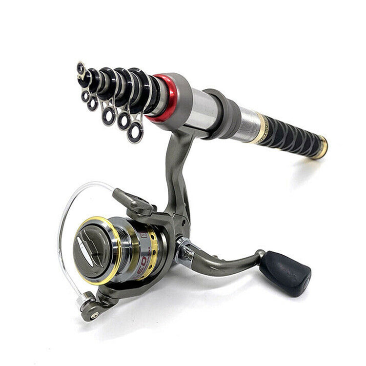 Telescopic Fishing Rod Sea Saltwater Spinning Pole Reel Combo 100M Line Full Kit