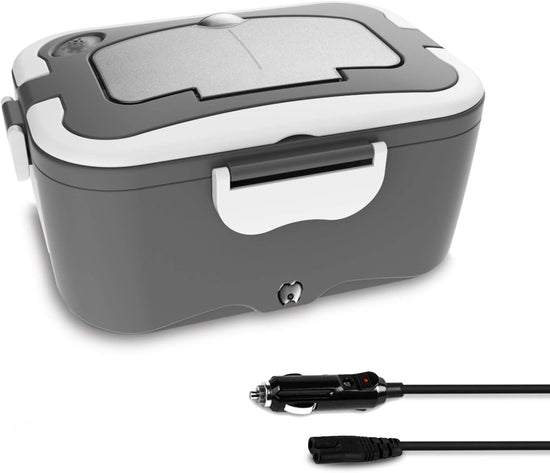 Electric Lunch Box,Portable Food Warmer Heater 110V for Home/Office Use Portable Food Warmer Heater with Removable 304 Stainless Steel Container and Free Spoon & Fork(Black) (Grey)
