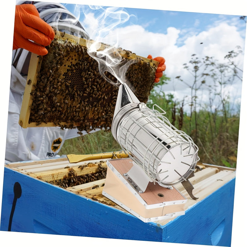 Bee Smokers For Beekeeping With Heat Shield Stainless Steel Bee Hive Smoker Keep Your Bees Calm And Safe (M)