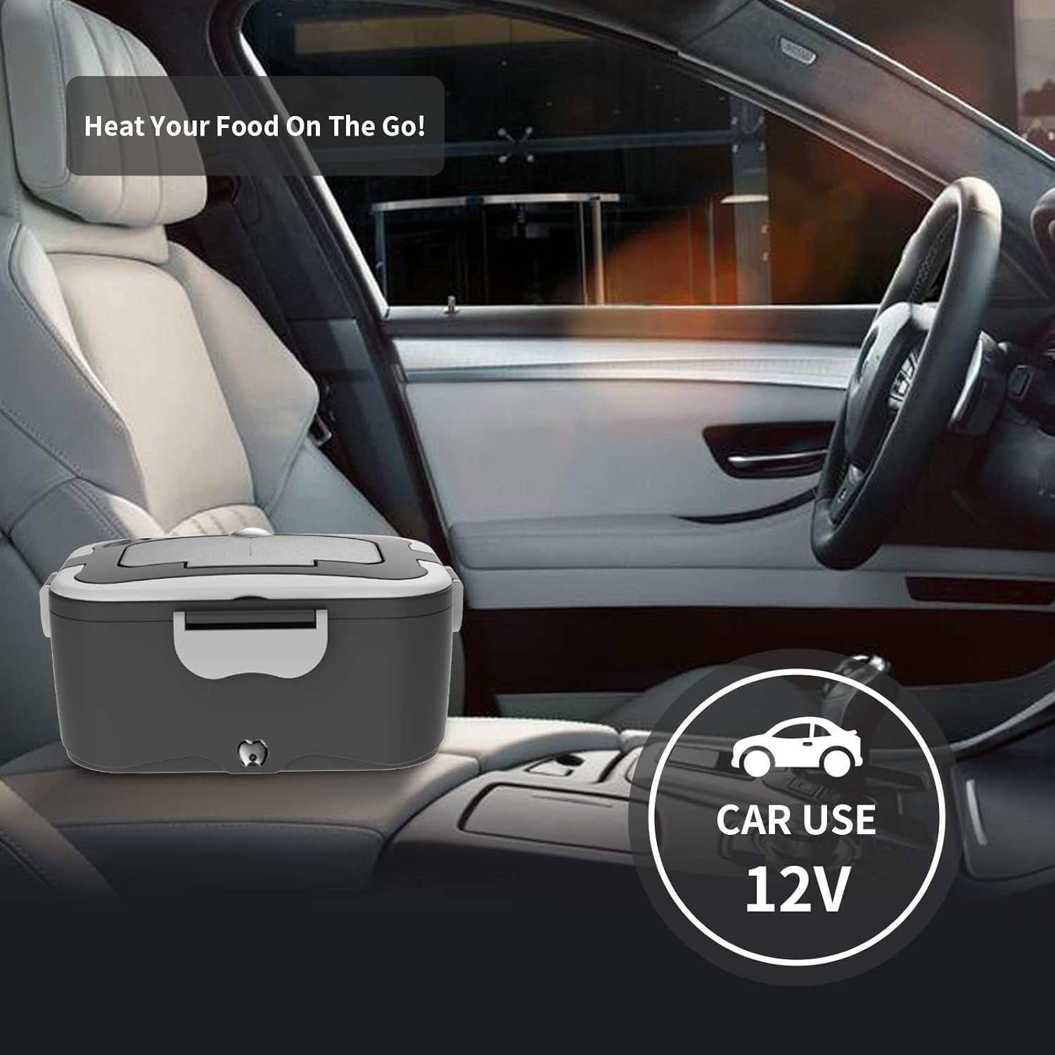 Electric Lunch Box,Portable Food Warmer Heater 110V for Home/Office Use Portable Food Warmer Heater with Removable 304 Stainless Steel Container and Free Spoon & Fork(Black) (Grey)