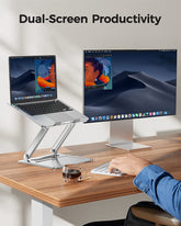 Laptop Stand for Desk, Adjustable & Foldable Laptop Riser for 10-15.6 Inch Laptops, Computer Stand for Macbook/Notebook, Portable Ergonomic Holder up to 17.6Lbs - Silver
