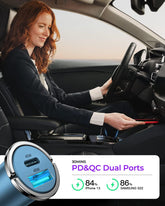 USB C Car Charger, [PD45W & QC45W] Dual Fast Ports Fast Charge Car Charger [All Metal & Mini] Cigarette Lighter Adapter for Iphone 14/13/12 Pro Max Samsung S22/21 Note20/10 Google Pixel, Ipad Pro