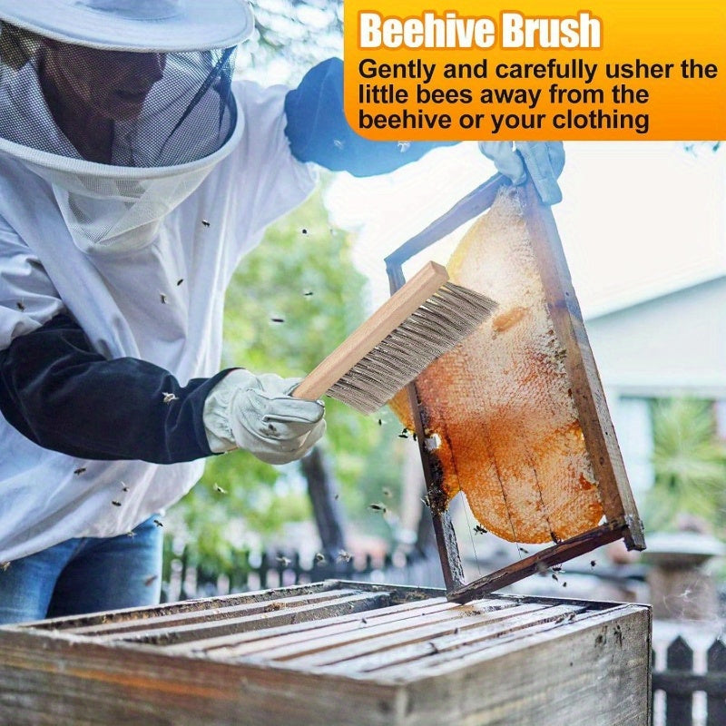 Beekeeping Brush for Beekeepers Natural Horsehair Bee Brush with Wooden Handle, Bee Hive Supplies Beekeeping Equipment for Bee Keepers
