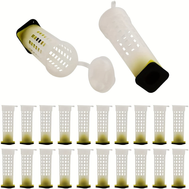 20 Sets Bee Queen Cage Rearing Cup With 99pcs Tag Stickers Beekeeping Equipment Insects Tools