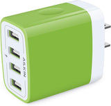 Wall Charger, USB Charger Adapter,  4.8A 4Multi Port Fast Charging Station Power Base Block Plug Cube Brick for Iphone, Ipad, Samsung Galaxy, Moto, Google Pixel, Kindle Fire Plug Cargador Carro