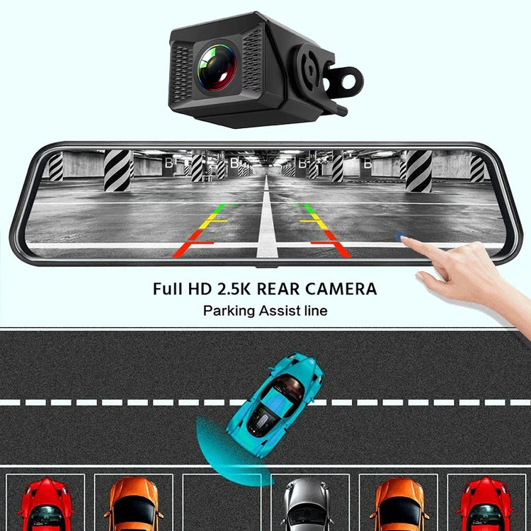 3K+2.5K DVR Mirror for 10"Dash Cam Recorder Optional Rear Camera Night Vision Hisllicon Chip GPS WIFI 24H Parking Monitor