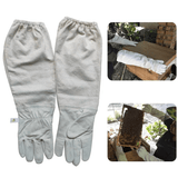 Premium White Beekeeper Gloves - Breathable Goatskin Faux Leather with Long Canvas Sleeve, Lightweight & Durable, Ideal for Beginners to Commercial Beekeepers, Hand Wash Only, Protective Bee Equipment | Smooth Texture Gloves