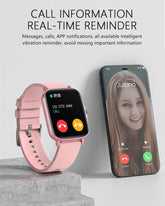 Smart Fitness Tracker Watch for Android/Ios - IP68, Heart Rate/Blood Oxygen/Sleep Monitoring, 8 Sports Modes, Breath Training, Weather Updates - 1.69-Inch Display for Men and Women (Rose Gold)