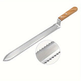 Three-pieces set Uncapping Knife Beekeeping Tool, Stainless Steel 11-inch Serrated Blade Honey Comb Knife Scraper, Manual Honey Extractor and Uncapper with Wooden Handle
