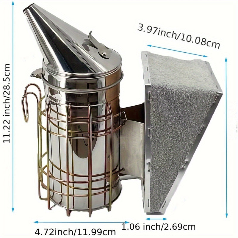 Bee Smokers For Beekeeping With Heat Shield Stainless Steel Bee Hive Smoker Keep Your Bees Calm And Safe (M)