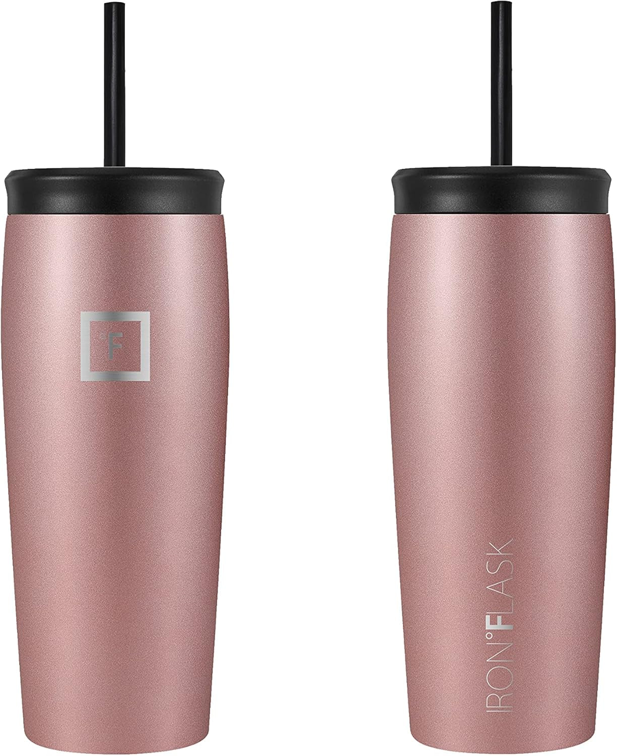 Nomad Tumbler - 2 Lids (Straw/Flip), Vacuum Insulated Stainless Steel Bottle, Double Walled, Drinking Cup, Thermos Coffee Travel Mug, Water - Rose Gold, 20 Oz