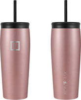 Nomad Tumbler - 2 Lids (Straw/Flip), Vacuum Insulated Stainless Steel Bottle, Double Walled, Drinking Cup, Thermos Coffee Travel Mug, Water - Rose Gold, 20 Oz