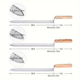 Three-pieces set Uncapping Knife Beekeeping Tool, Stainless Steel 11-inch Serrated Blade Honey Comb Knife Scraper, Manual Honey Extractor and Uncapper with Wooden Handle