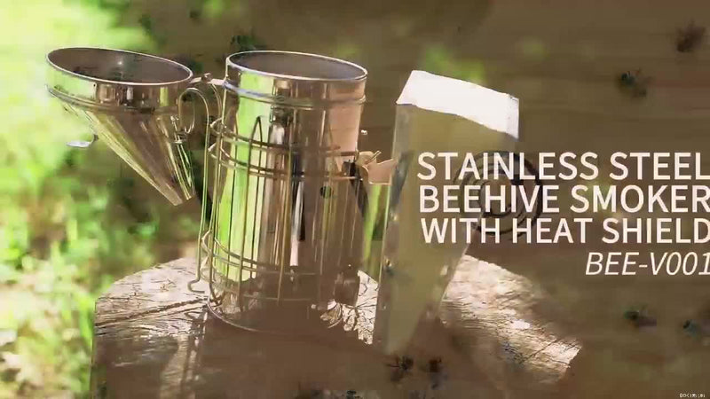 Bee Smokers For Beekeeping With Heat Shield Stainless Steel Bee Hive Smoker Keep Your Bees Calm And Safe (M)